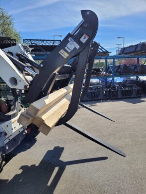 pallet forks with double arm grapple for skid steer