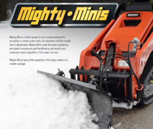 Mini skid steer snow blade built by HLA Attachments